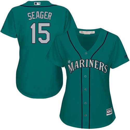 Seattle Mariners #15 Kyle Seager Green Alternate Women's Stitched Jersey Womens