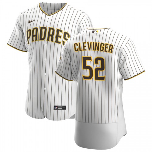 San Diego San Diego Padres #52 Mike Clevinger Men's White Brown Home 2020 Authentic Player Jersey Men's