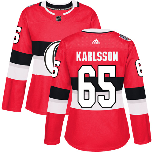 Adidas Ottawa Senators #65 Erik Karlsson Red Authentic 2017 100 Classic Women's Stitched Jersey Womens