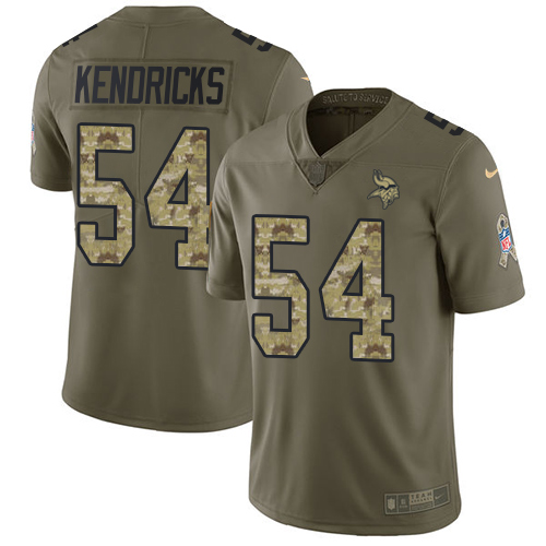 Minnesota Vikings #54 Eric Kendricks Olive/Camo Youth Stitched Limited 2017 Salute to Service Jersey Youth