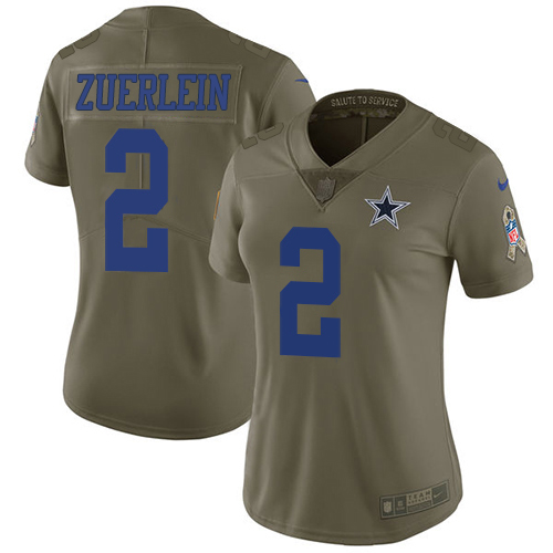 Dallas Cowboys #2 Greg Zuerlein Olive Women's Stitched Limited 2017 Salute To Service Jersey Womens