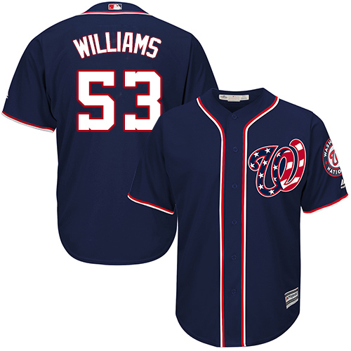 Washington Nationals #53 Austen Williams Navy Blue New Cool Base Stitched Youth Jersey Youth
