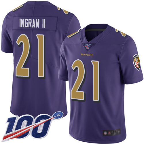 Baltimore Ravens #21 Mark Ingram II Purple Men's Stitched Limited Rush 100th Season Jersey Men's