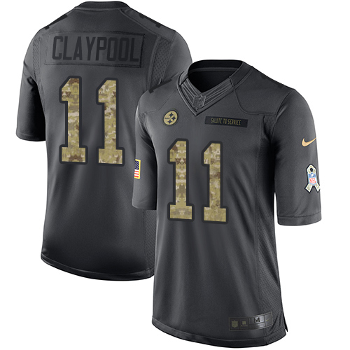 Pittsburgh Steelers #11 Chase Claypool Black Men's Stitched Limited 2016 Salute to Service Jersey Men's