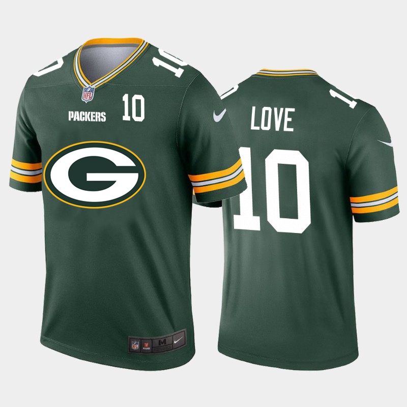 Green Bay Packers #10 Jordan Love Green Men's Big Team Logo Player Vapor Limited Jersey