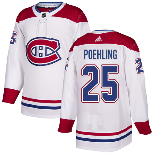 Adidas Montreal Canadiens #25 Ryan Poehling White Road Authentic Stitched Jersey Men's