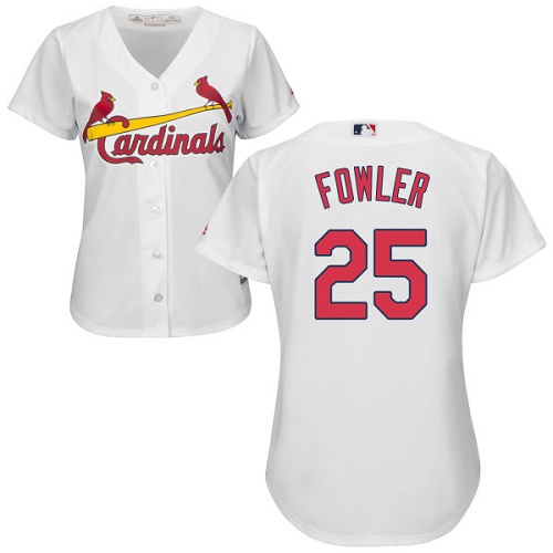 St.Louis Cardinals #25 Dexter Fowler White Home Women's Stitched Jersey Womens