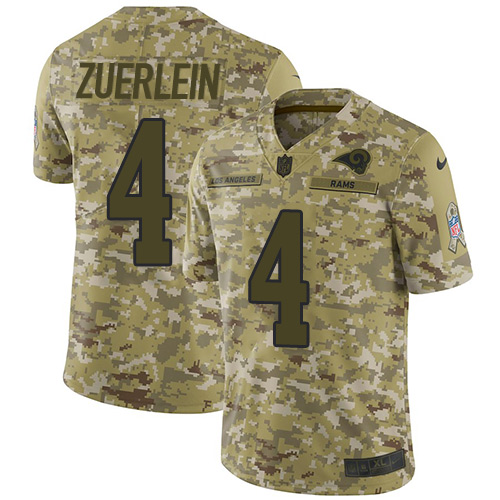 Los Angeles Rams #4 Greg Zuerlein Camo Youth Stitched Limited 2018 Salute to Service Jersey Youth