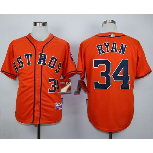 Houston Astros #34 Nolan Ryan Orange Cool Base Stitched Jersey Men's