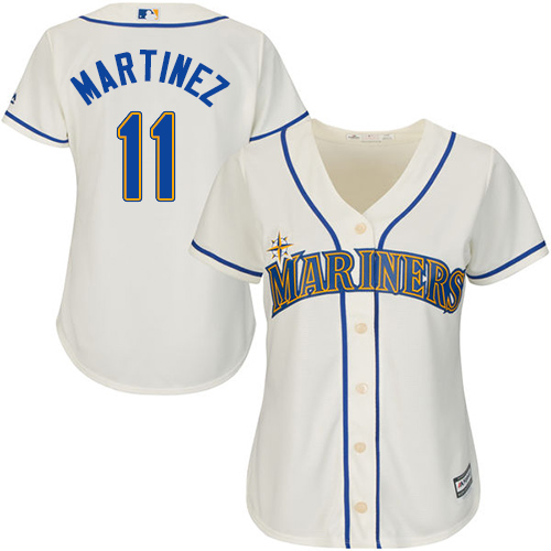 Seattle Mariners #11 Edgar Martinez Cream Alternate Women's Stitched Jersey Womens