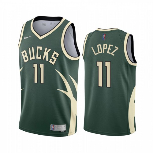Milwaukee Milwaukee Bucks #11 Brook Lopez Green Youth Swingman 2020-21 Earned Edition Jersey Youth