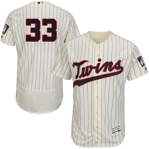 Minnesota Twins #33 Justin Morneau Cream Strip Flexbase Authentic Collection Stitched Jersey Men's