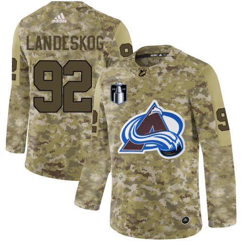 Adidas Colorado Avalanche #92 Gabriel Landeskog Camo 2022 Stanley Cup Final Patch Authentic Stitched Jersey Men's