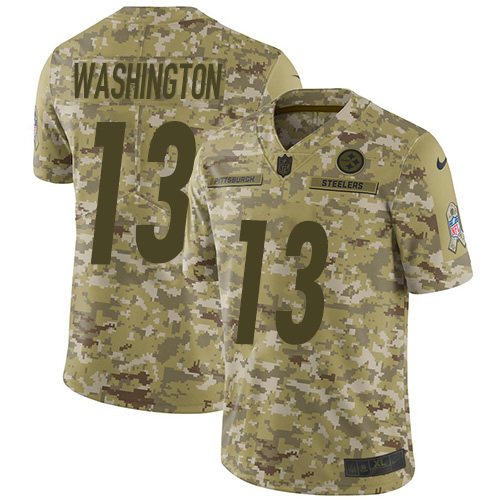 Pittsburgh Steelers #13 James Washington Camo Men's Stitched Limited 2018 Salute To Service Jersey Men's