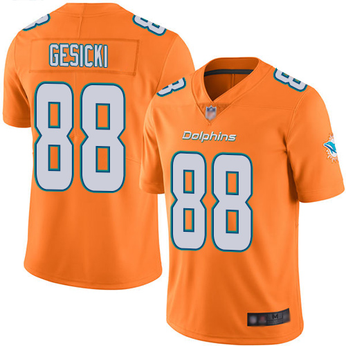 Dolphins #88 Mike Gesicki Orange Youth Stitched Limited Rush Jersey
