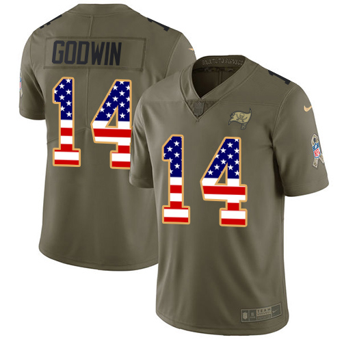 Buccaneers #14 Chris Godwin Olive/USA Flag Men's Stitched Limited 2017 Salute To Service Jersey