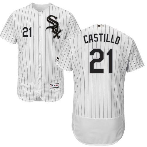 Chicago White Sox #21 Welington Castillo White(Black Strip) Flexbase Authentic Collection Stitched Jersey Men's