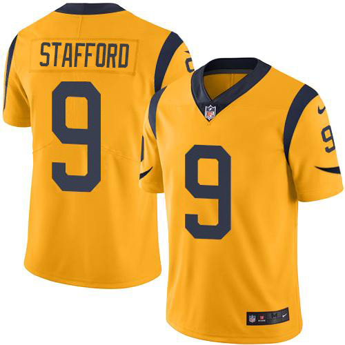 Los Angeles Rams #9 Matthew Stafford Gold Men's Stitched Limited Rush Jersey