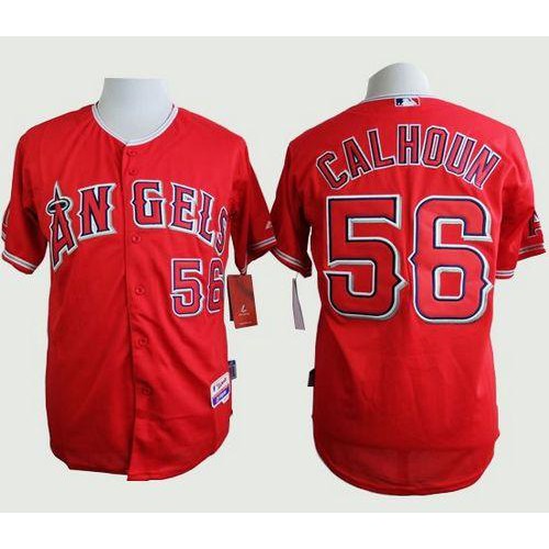 Los Angeles Angels of Anaheim #56 Kole Calhoun Red Cool Base Stitched Jersey Men's
