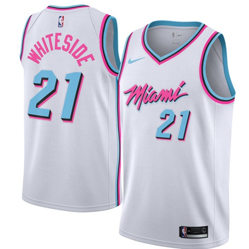 Miami Heat #21 Hassan Whiteside White Swingman City Edition Jersey Mens