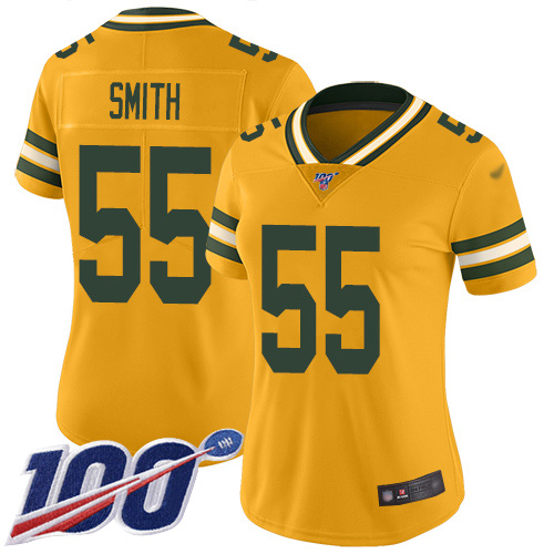 Green Bay Packers #55 Za'Darius Smith Gold Women's Stitched Limited Inverted Legend 100th Season Jersey Womens
