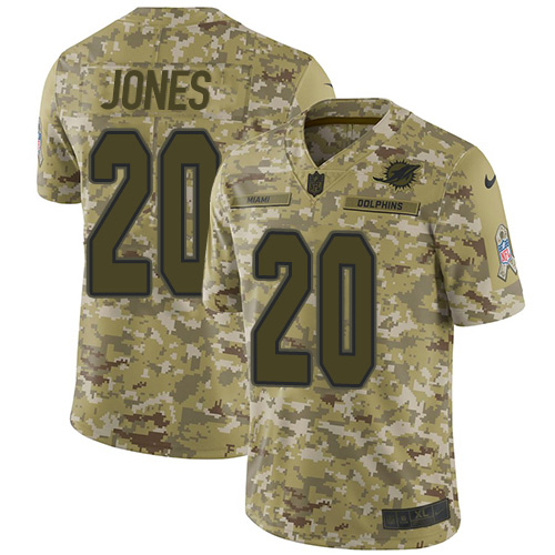 Miami Dolphins #20 Reshad Jones Camo Men's Stitched Limited 2018 Salute To Service Jersey Men's