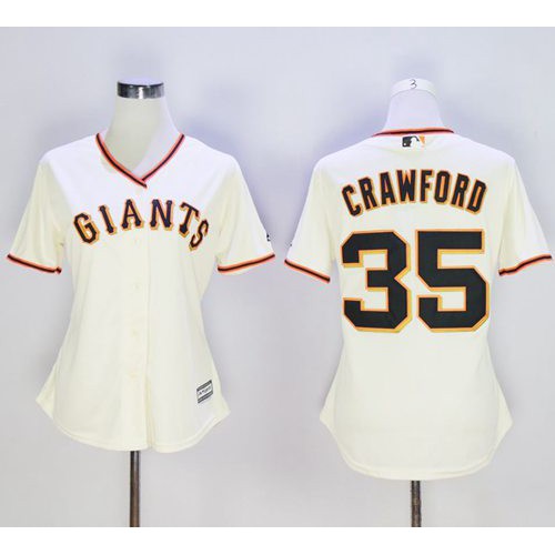 San Francisco Giants #35 Brandon Crawford Cream Home Women's Stitched Jersey Womens