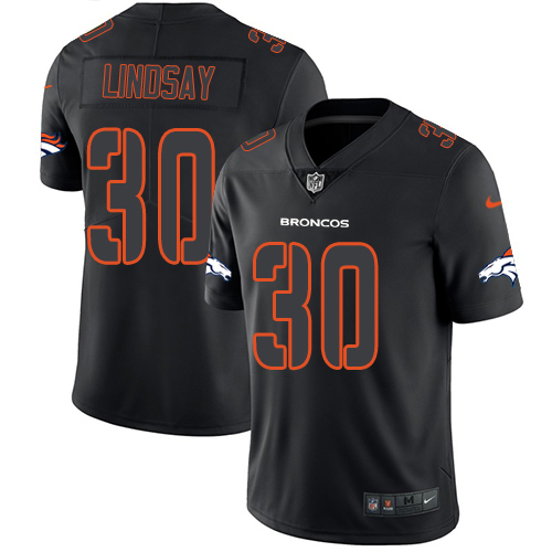 Denver Broncos #30 Phillip Lindsay Black Men's Stitched Limited Rush Impact Jersey Men's