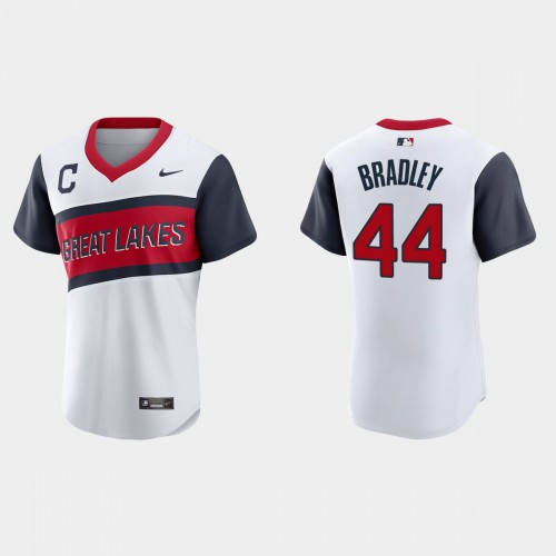 Cleveland Guardians #44 Bobby Bradley Men's White 2021 Little League Classic Authentic Jersey Men's