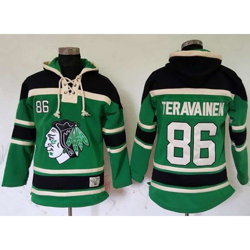 Chicago Blackhawks #86 Teuvo Teravainen Green St. Patrick's Day McNary Lace Hoodie Stitched Jersey Men's
