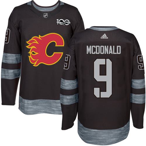 Adidas Calgary Flames #9 Lanny McDonald Black 1917-2017 100th Anniversary Stitched Jersey Men's