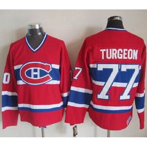 Montreal Canadiens #77 Pierre Turgeon Red CCM Throwback Stitched Jersey Men's