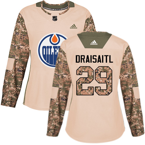 Adidas Edmonton Oilers #29 Leon Draisaitl Camo Authentic 2017 Veterans Day Women's Stitched Jersey Womens