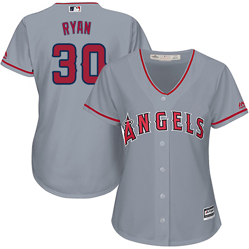 Los Angeles Angels #30 Nolan Ryan Grey Road Women's Stitched Jersey Womens