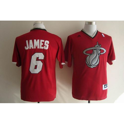Miami Heat #6 LeBron James Red 2013 Christmas Day Swingman Stitched Jersey Mens