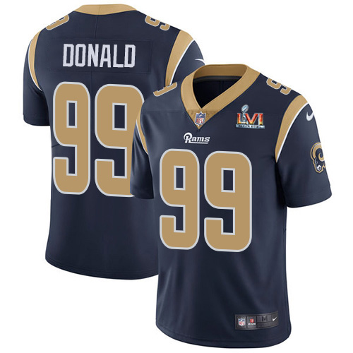Rams #99 Aaron Donald Navy Blue Team Color Super Bowl LVI Patch Youth Stitched Vapor Untouchable Limited Jersey