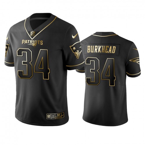 New England Patriots #34 Rex Burkhead Black Golden Limited Edition Stitched Jersey Men's