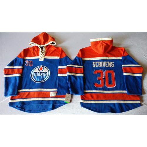 Edmonton Oilers #30 Ben Scrivens Light Blue Sawyer Hooded Sweatshirt Stitched Jersey Men's