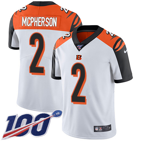 Bengals #2 Evan McPherson White Men's Stitched 100th Season Vapor Untouchable Limited Jersey