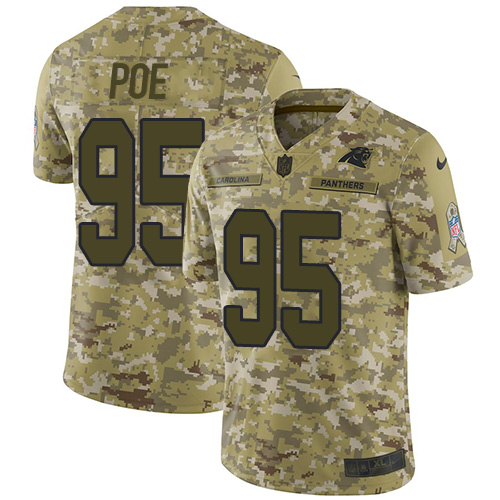 Carolina Panthers #95 Dontari Poe Camo Men's Stitched Limited 2018 Salute To Service Jersey Men's