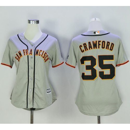 San Francisco Giants #35 Brandon Crawford Grey Women's Road Stitched Jersey Womens