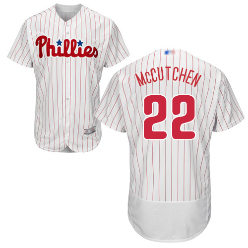 Philadelphia Phillies #22 Andrew McCutchen White(Red Strip) Flexbase Authentic Collection Stitched Jersey Men's