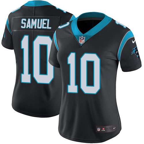 Carolina Panthers #10 Curtis Samuel Black Team Color Women's Stitched Vapor Untouchable Limited Jersey Womens