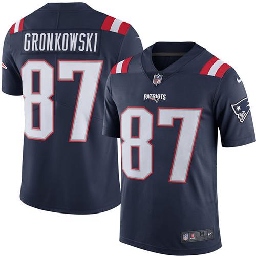 New England Patriots #87 Rob Gronkowski Navy Blue Men's Stitched Limited Rush Jersey Men's