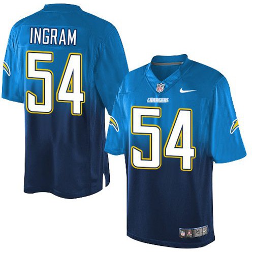Los Angeles Chargers #54 Melvin Ingram Electric Blue/Navy Blue Men's Stitched Elite Fadeaway Fashion Jersey Men's