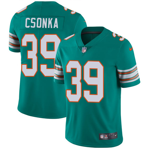 Miami Dolphins #39 Larry Csonka Aqua Green Alternate Men's Stitched Vapor Untouchable Limited Jersey Men's