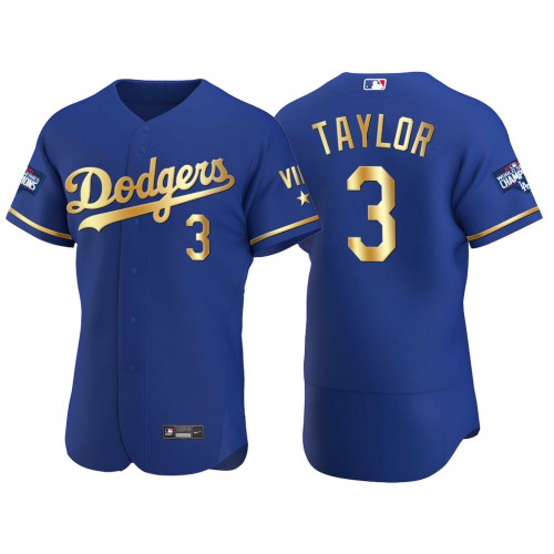 Los Angeles Los Angeles Dodgers #3 Chris Taylor Men's Authentic 2021 Gold Program World Series Champions Jersey Royal Men's