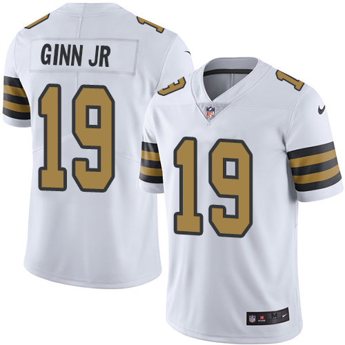 New Orleans Saints #19 Ted Ginn Jr White Men's Stitched Limited Rush Jersey Men's