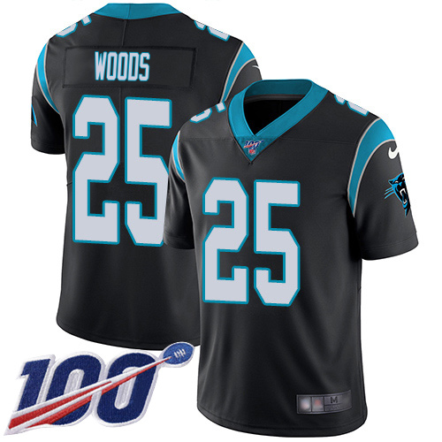 Panthers #25 Xavier Woods Black Team Color Youth Stitched 100th Season Vapor Untouchable Limited Jersey