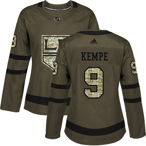 Adidas Los Angeles Kings #9 Adrian Kempe Green Salute to Service Women's Stitched Jersey Womens